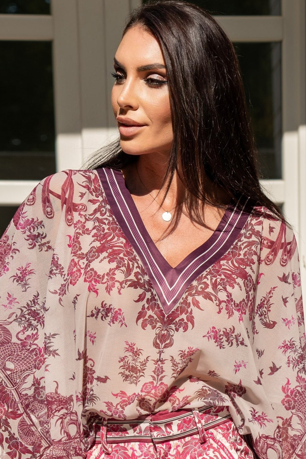 CHIFFON TUNIC - ASIA BORDEAUX - Fashion Roots