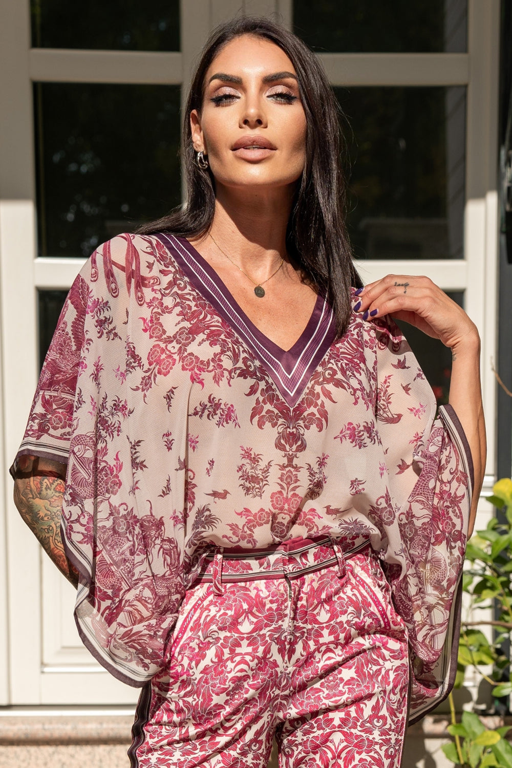 CHIFFON TUNIC - ASIA BORDEAUX - Fashion Roots