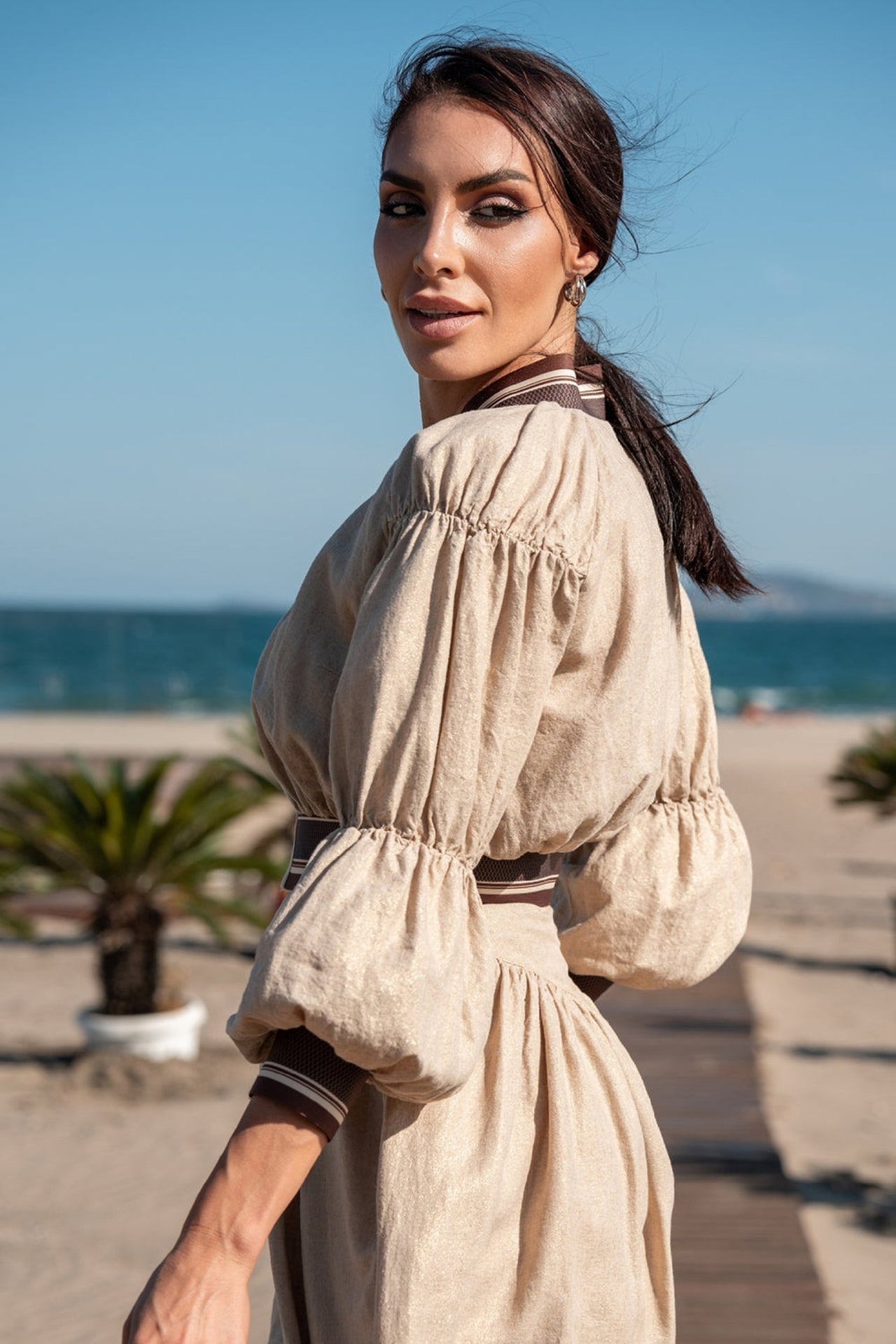 BLOUSON BOMBER EN LIN - ESSENTIELS