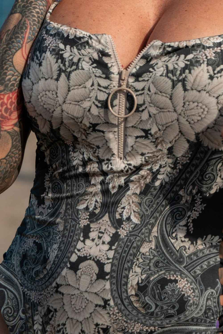 ONE-PIECE SWIMSUIT WITH ZIP AND SIDE TIES – FROZEN LOTUS - Fashion Roots