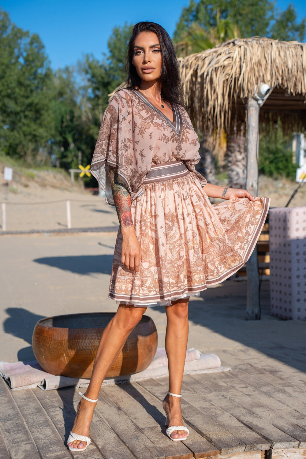 COTTON VOILE SKIRT - ASIA BEIGE - Fashion Roots