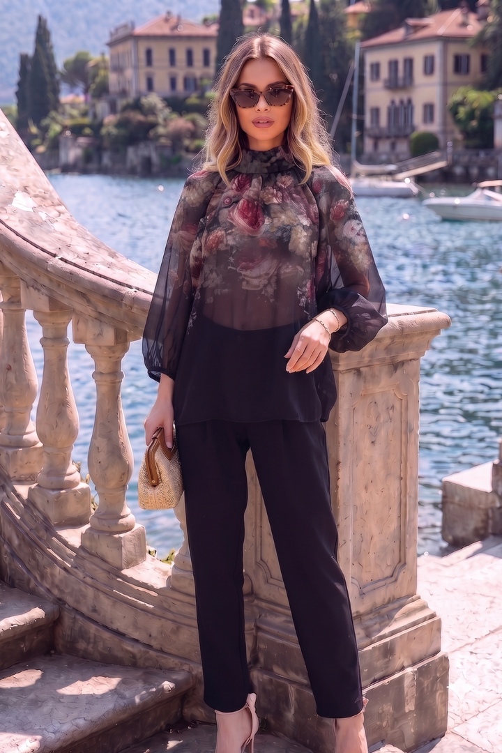 SHIRT WITH STATEMENT SLEEVES - VINTAGE FLOWERS