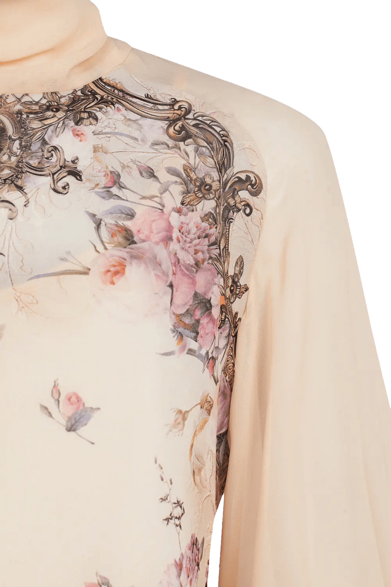 2-IN-1 DESIGNER CHIFFON BLOUSE AND TOP - BAROQUE FLOWERS