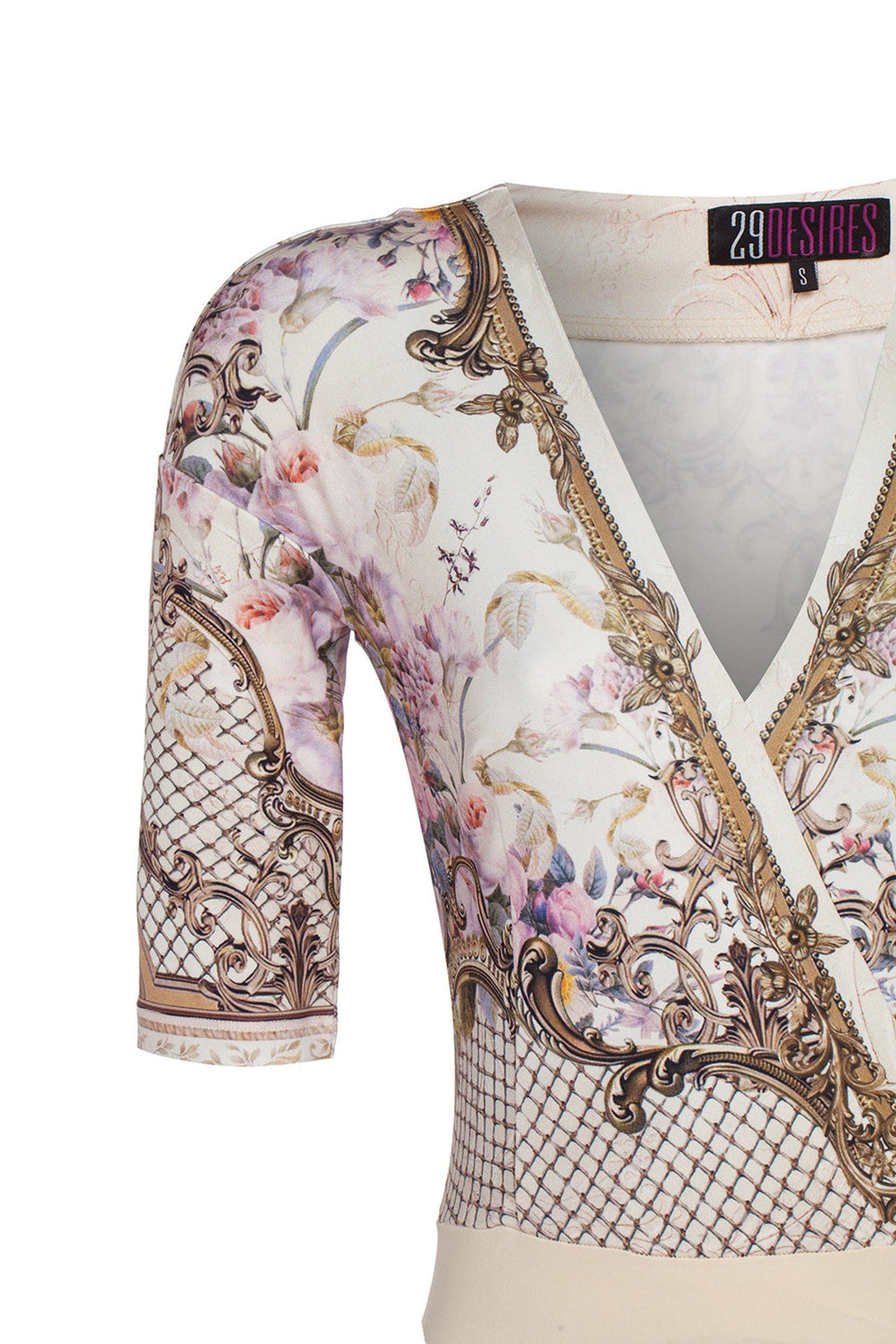 WRAPPED V-NECK BODYSUIT -  BAROQUE FLOWERS JIORO БОДИ С V-ДЕКОЛТЕ - BAROQUE FLOWERS JIORO