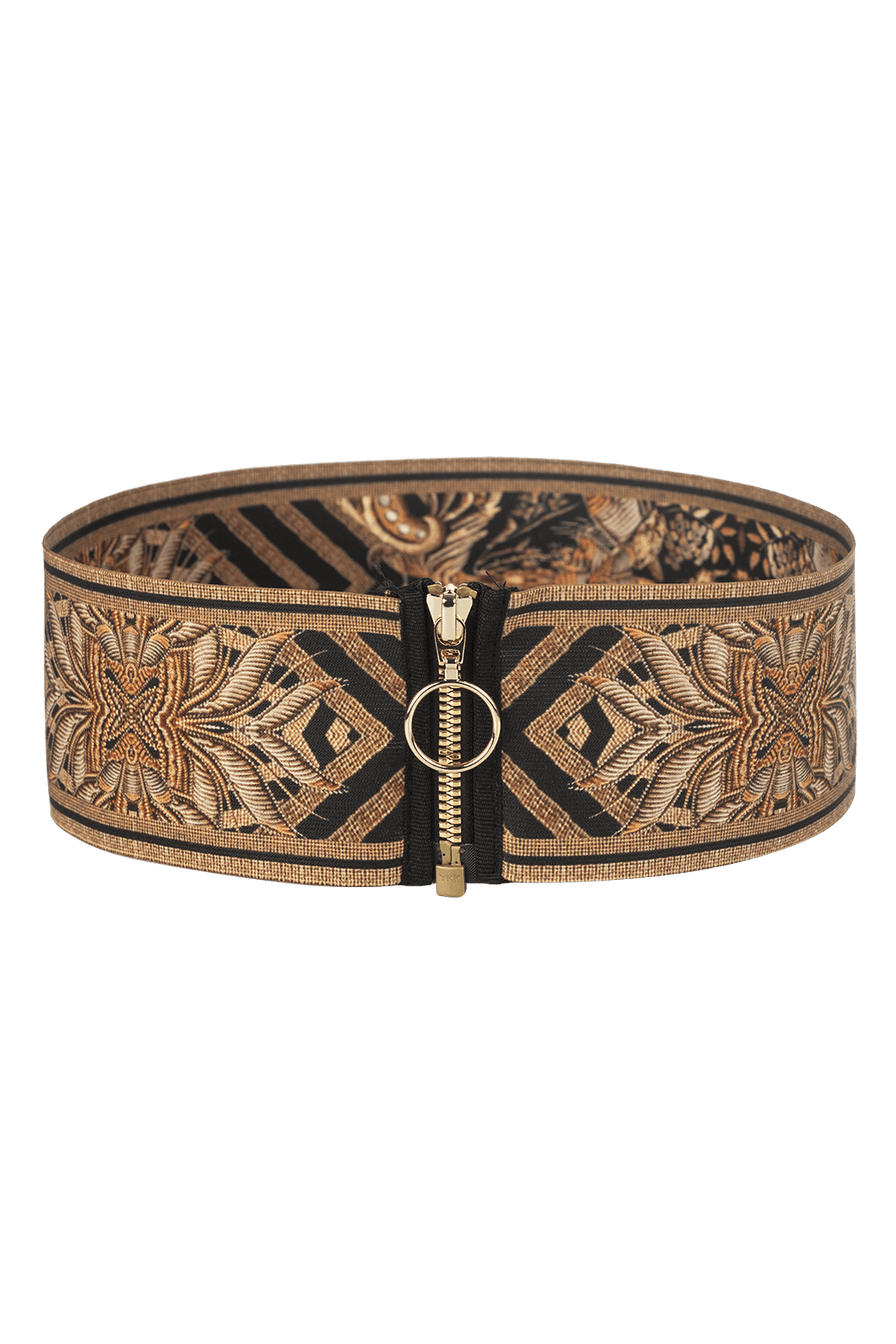 CEINTURE ÉLASTIQUE LARGE AVEC FERMETURE ÉCLAIR - RAYURES DORÉ