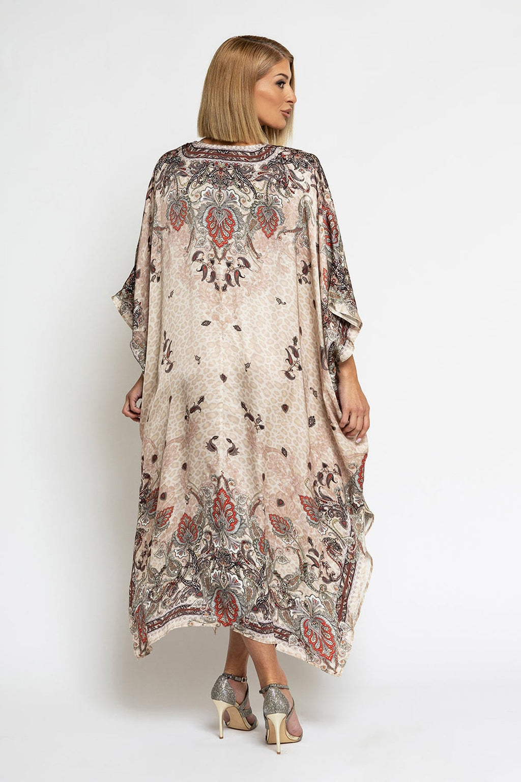 SATIN VISCOSE CAFTAN - PAISLEY BEIGE JIORO КАФТАН ОТ ВИСКОЗА - PAISLEY BEIGE JIORO