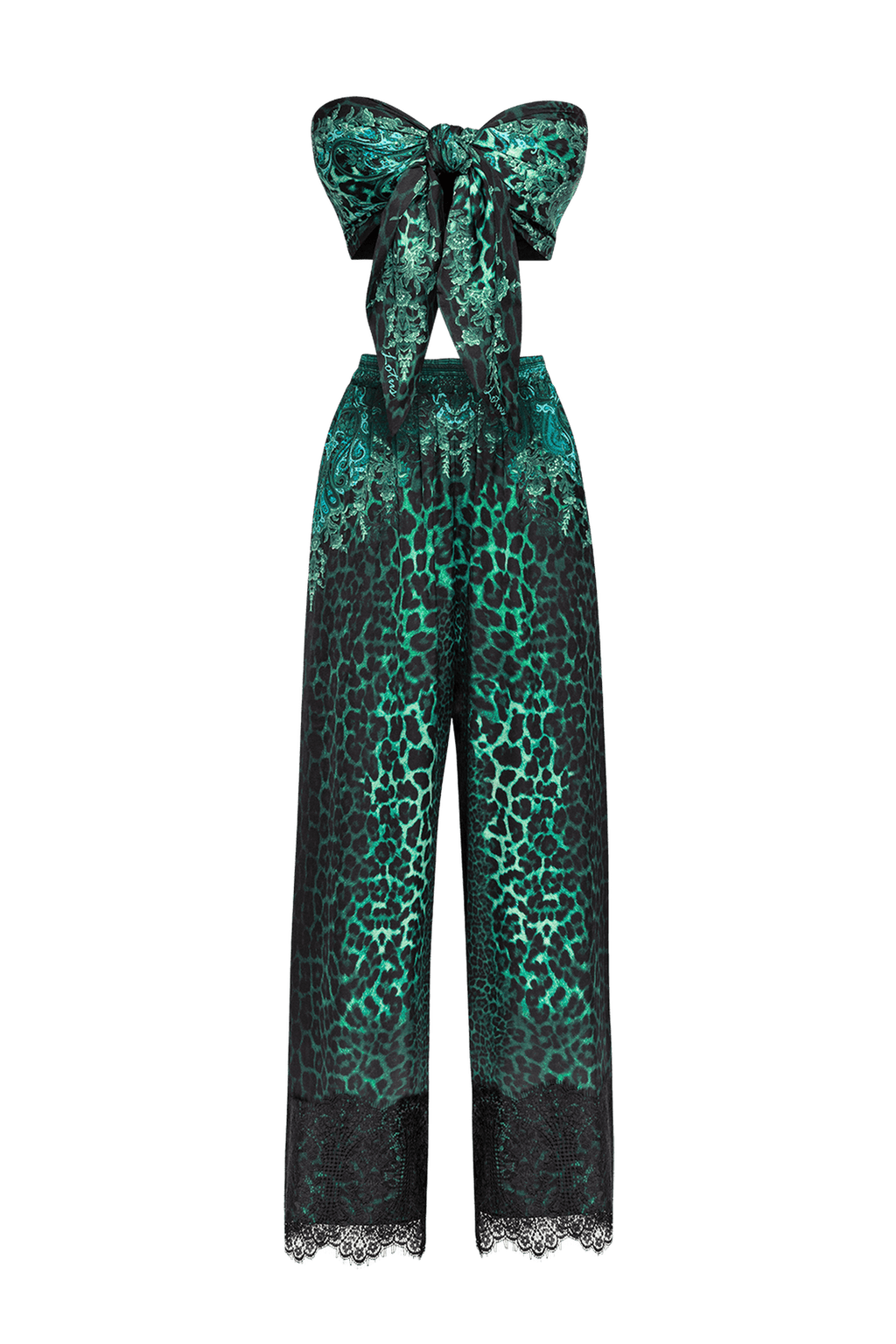 VISCOSE LOOSE TROUSERS - LEO NEON GREEN - Fashion Roots