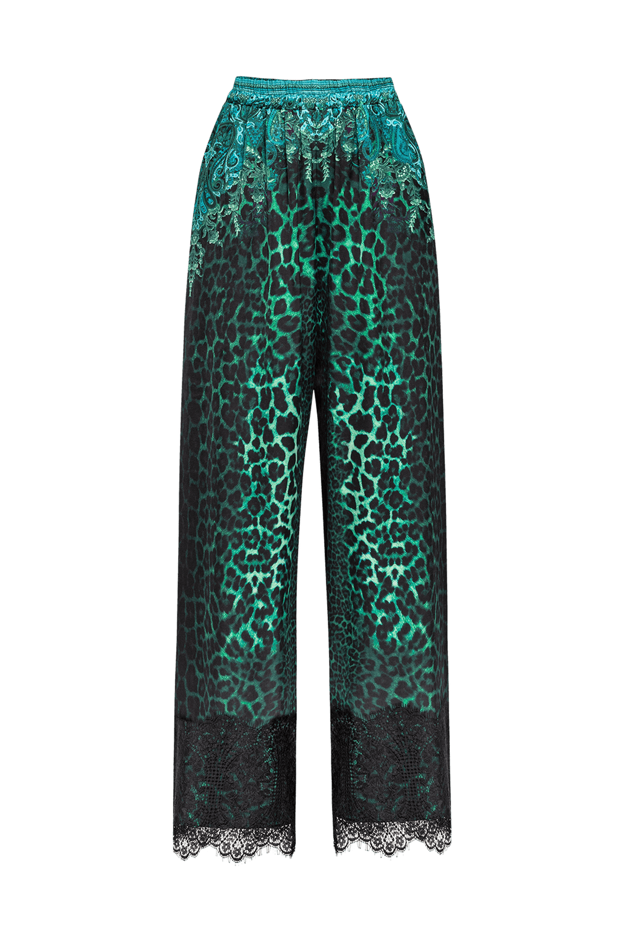 VISCOSE LOOSE TROUSERS - LEO NEON GREEN - Fashion Roots