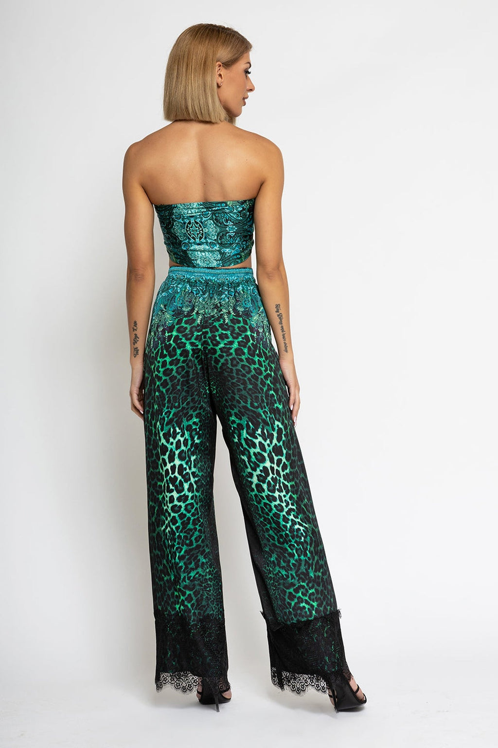 VISCOSE LOOSE TROUSERS - LEO NEON GREEN - Fashion Roots