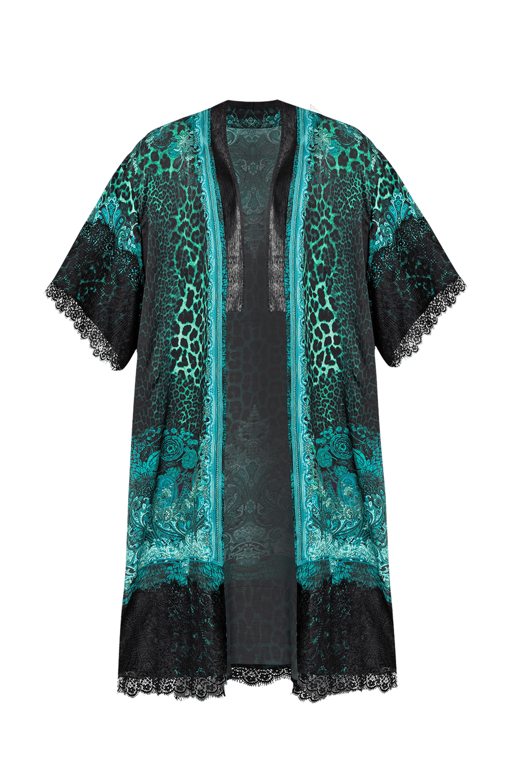 VISCOSE KIMONO - LEO NEON GREEN JIORO КИМОНО ОТ ЛЪСКАВА ВИСКОЗА - LEO NEON GREEN JIORO