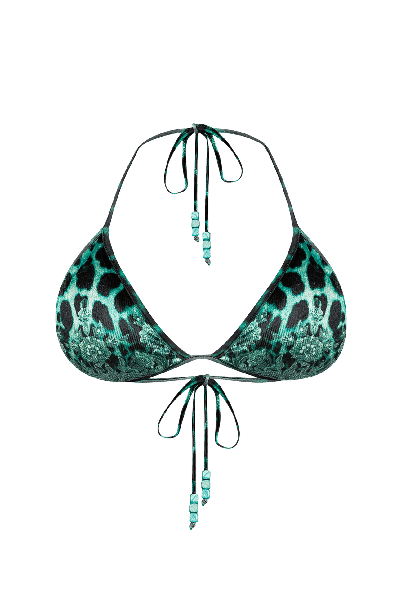 VELVET TRIANGLE TOP - LEO NEON GREEN JIORO ГОРНИЩЕ ТИП ТРИЪГЪЛНИК ОТ КАДИФЕ - LEO NEON GREEN JIORO