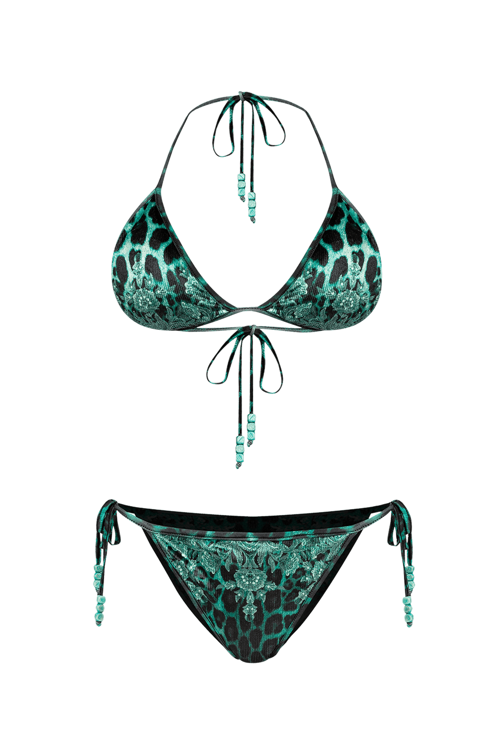 RIBBED VELVET SWIM BOTTOM - LEO NEON GREEN - Fashion Roots