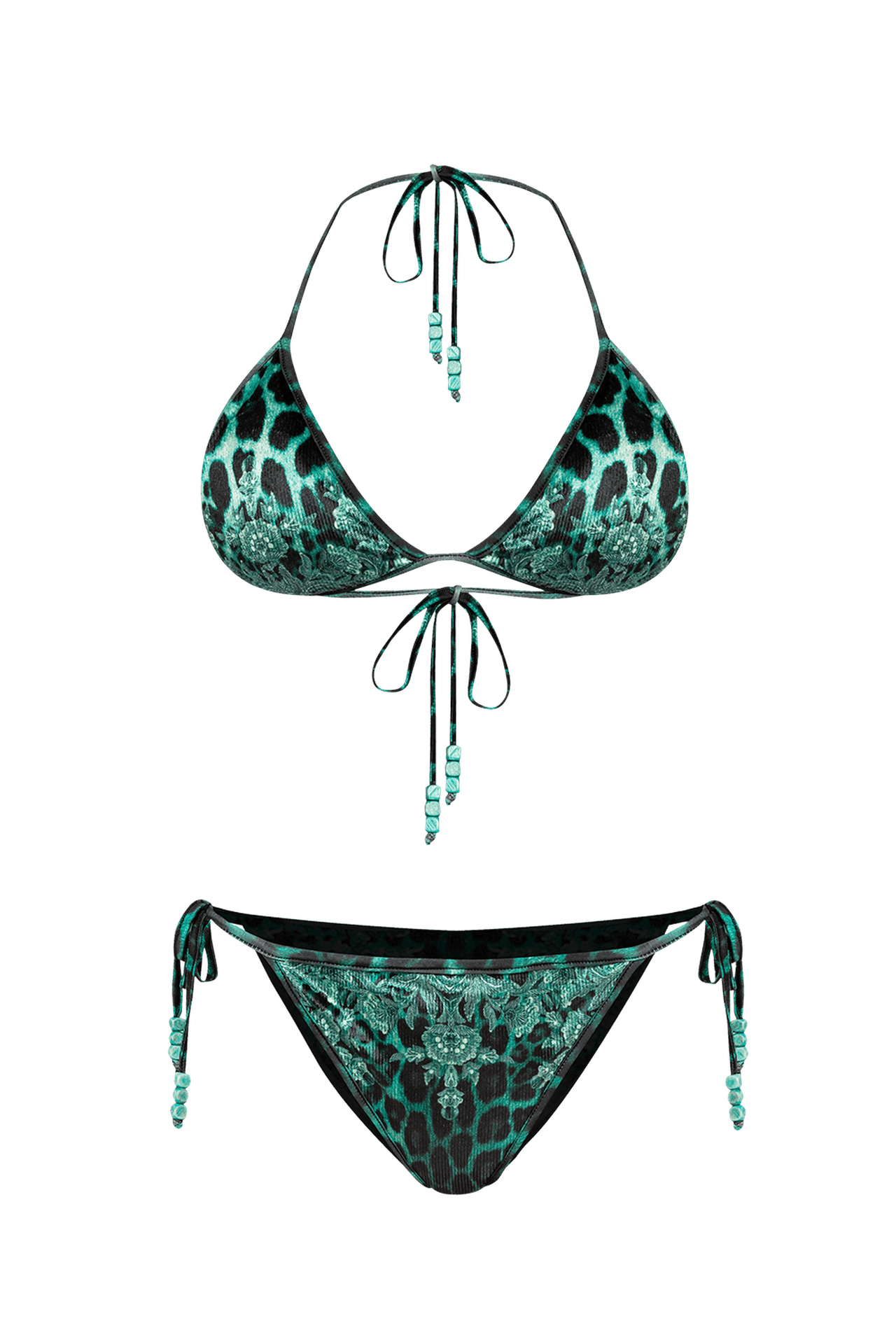 RIBBED VELVET SWIM BOTTOM - LEO NEON GREEN - Fashion Roots