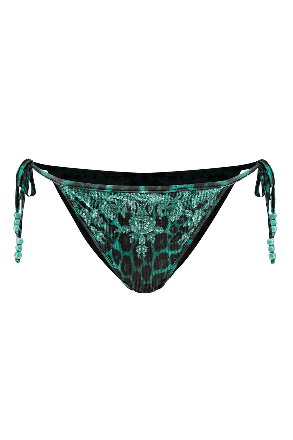 RIBBED VELVET SWIM BOTTOM - LEO NEON GREEN - Fashion Roots