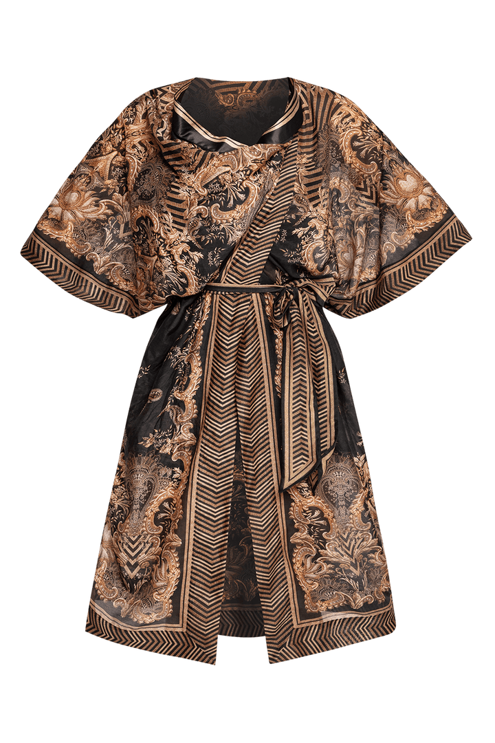 COTTON SILK KIMONO  - GOLDEN STRIPES
