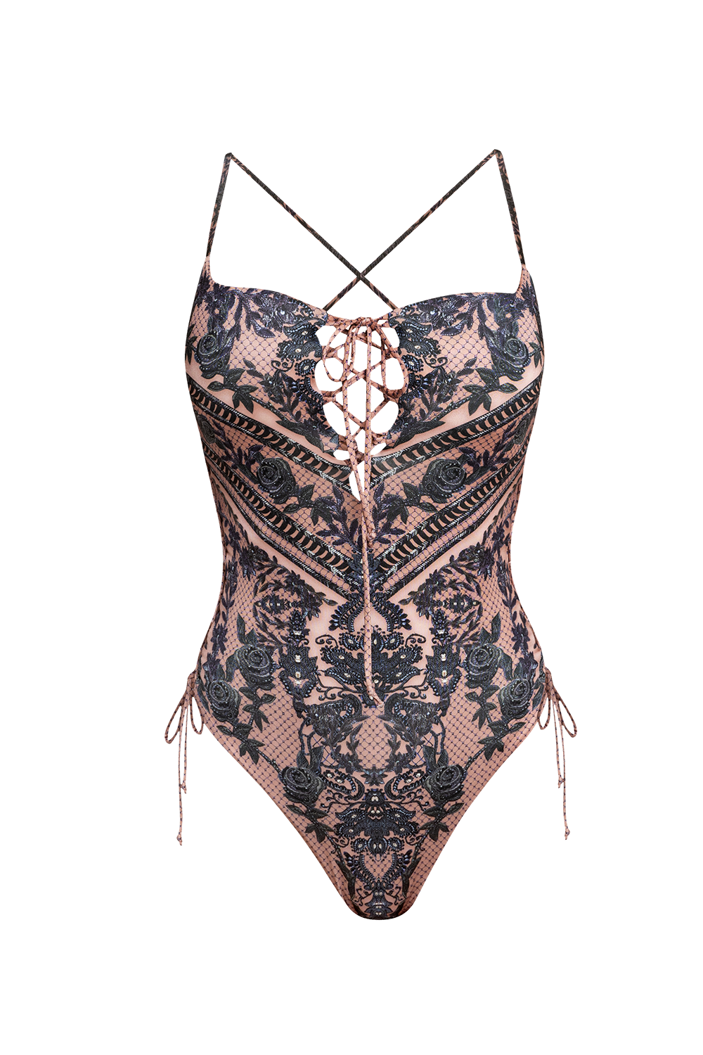 ONE-PIECE SWIMSUIT WITH PADS - GRAFFITI POWDER