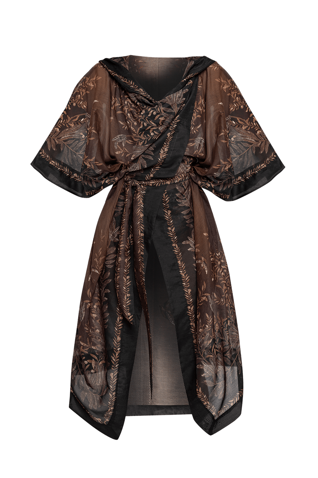 COTTON SILK KIMONO DRESS WITH HOOD - SECRET GARDEN JIORO КИМОНО С КАЧУЛКА ОТ КОПРИНА И ПАМУК - SECRET GARDEN JIORO