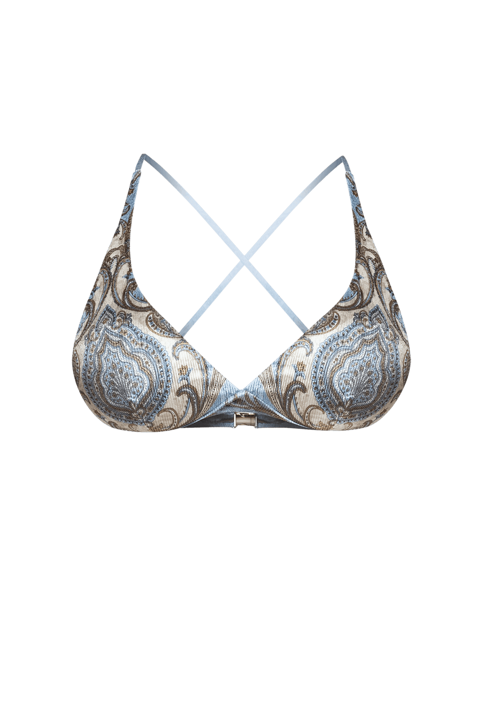 TRIANGLE-STYLE TOP IN RIBBED VELVET - PAISLEY SKY - Fashion Roots