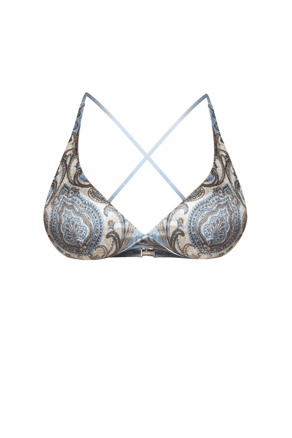 TRIANGLE-STYLE TOP IN RIBBED VELVET - PAISLEY SKY - Fashion Roots