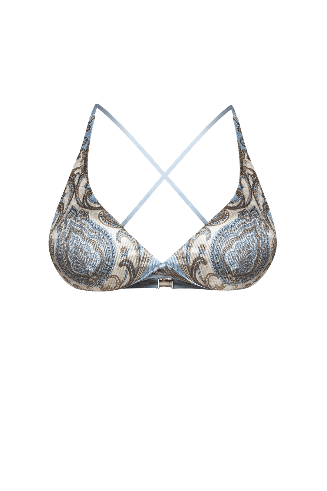 TRIANGLE-STYLE TOP IN RIBBED VELVET - PAISLEY SKY - Fashion Roots