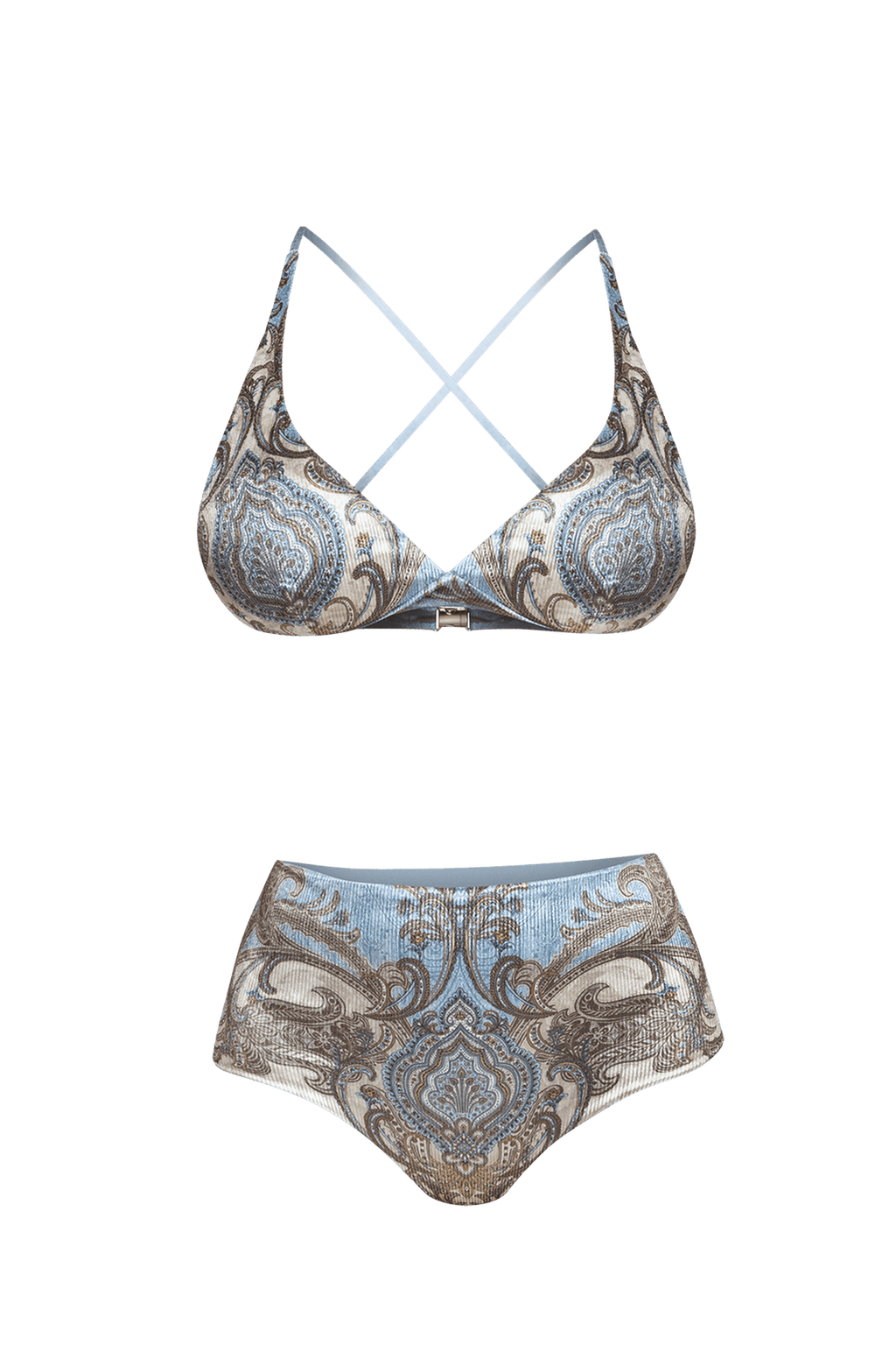 HIGH WAIST VELVET BRIEFS - PAISLEY SKY - Fashion Roots