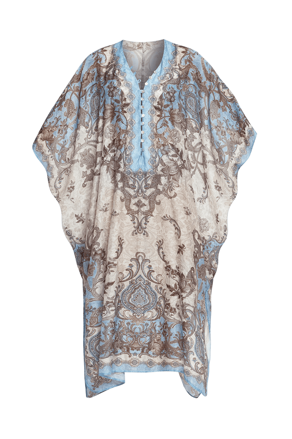 SILK COTTON CAFTAN - PAISLEY SKY - Fashion Roots