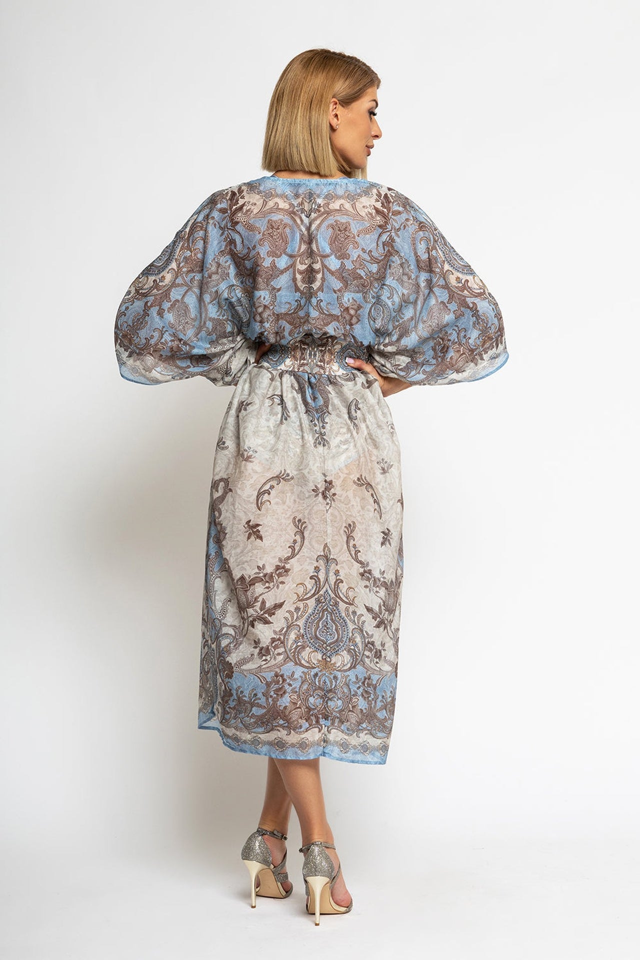 SILK COTTON CAFTAN - PAISLEY SKY - Fashion Roots