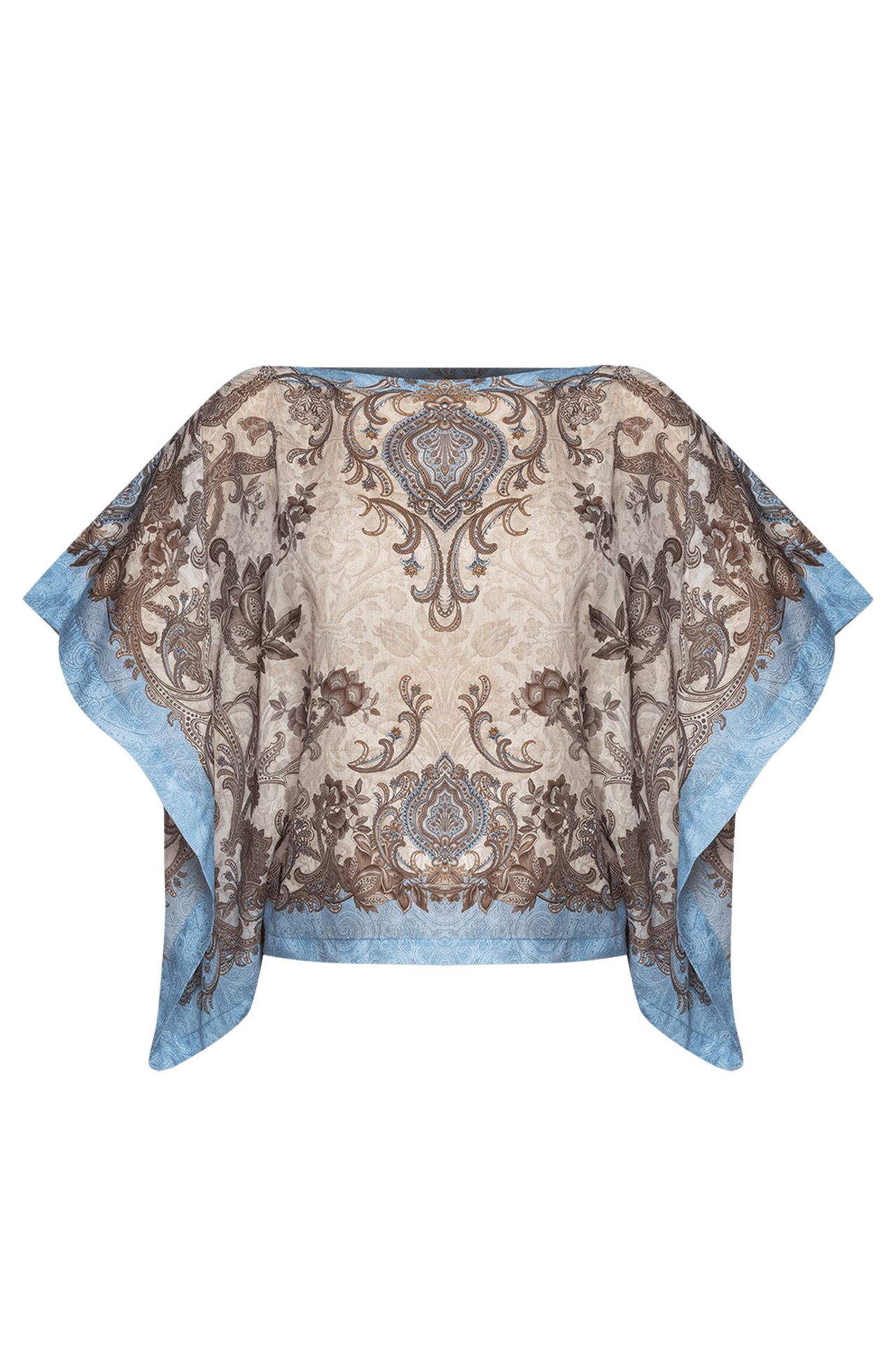 SILK COTTON LOOSE-FIT BLOUSE - PAISLEY SKY