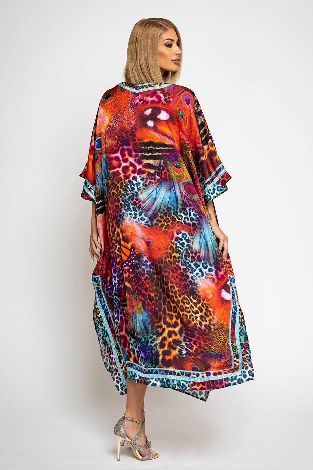 SATIN VISCOSE CAFTAN - LEO NEON WILD JIORO РОКЛЯ КАФТАН ОТ ВИСКОЗА - LEO NEON JIORO