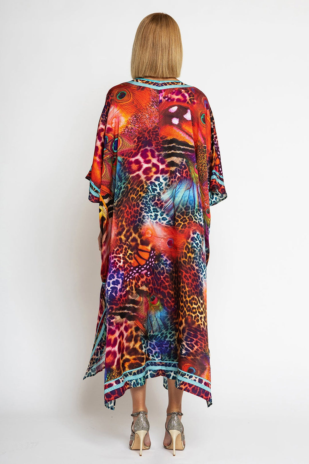 SATÉNOVÝ VISKÓZOVÝ KAFTAN - LEO NEON WILD