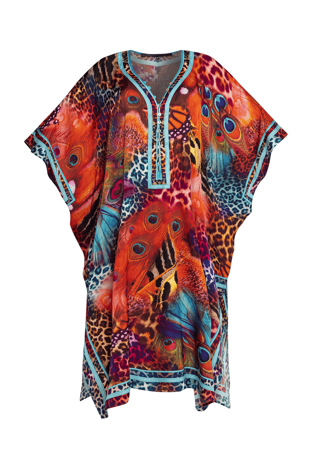 SATIN VISCOSE CAFTAN - LEO NEON WILD JIORO РОКЛЯ КАФТАН ОТ ВИСКОЗА - LEO NEON JIORO