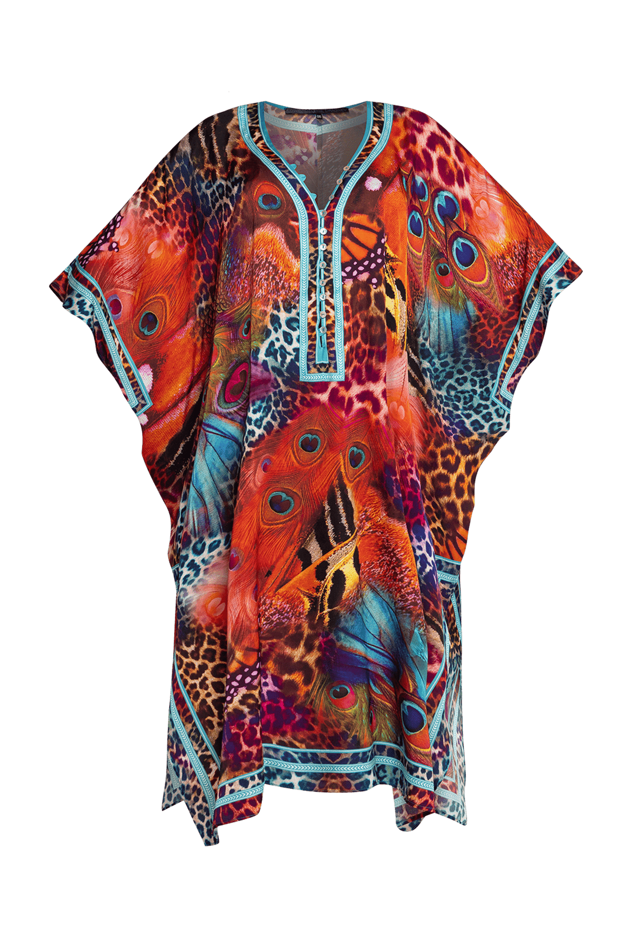 SATIN VISCOSE CAFTAN - LEO NEON WILD JIORO РОКЛЯ КАФТАН ОТ ВИСКОЗА - LEO NEON JIORO