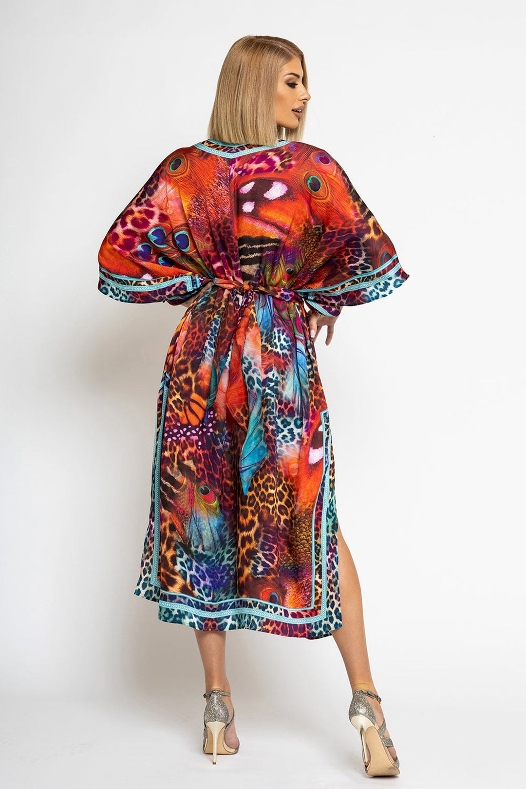 SATÉNOVÝ VISKÓZOVÝ KAFTAN - LEO NEON WILD