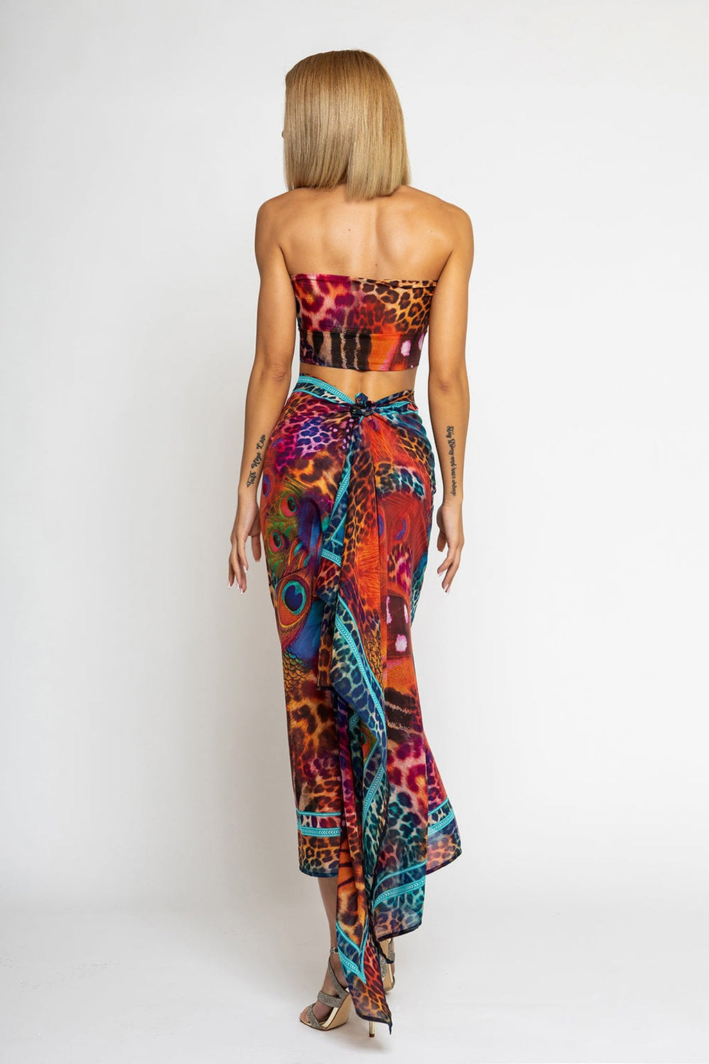 ENSEMBLE PARÉO ET ÉCHARPE EN SOIE ET COTON - LEO NEON WILD