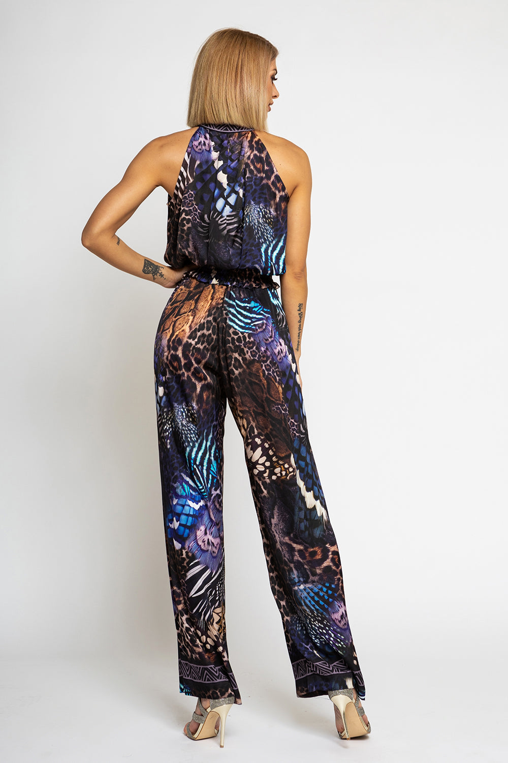 LOOSE FIT VISCOSE PANTS - LEO NEON DARK JIORO СВОБОДЕН ПАНТАЛОН ОТ ЛЪСКАВА ВИСКОЗА - LEO NEON DARK JIORO