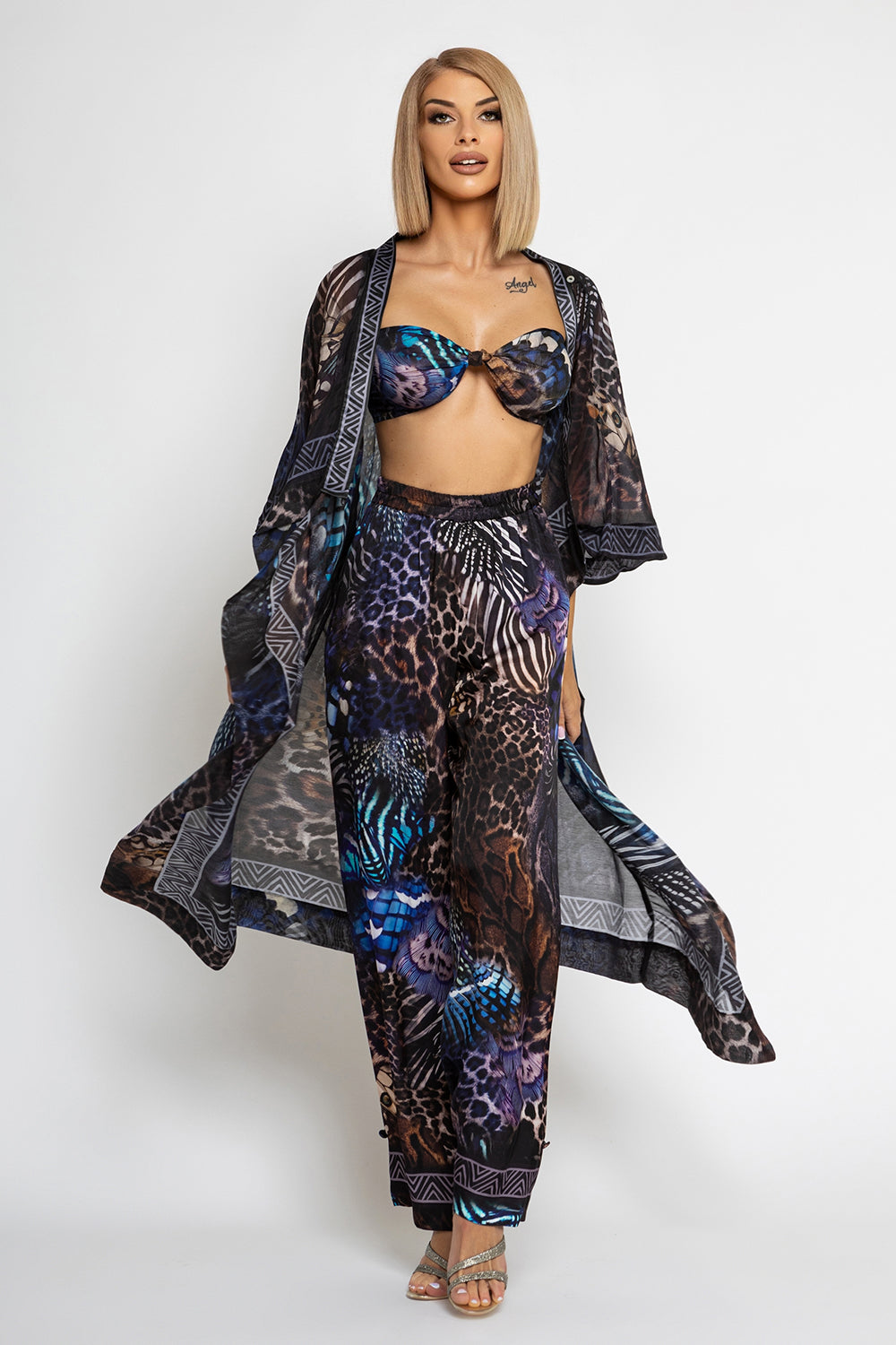 LOOSE FIT VISCOSE PANTS - LEO NEON DARK