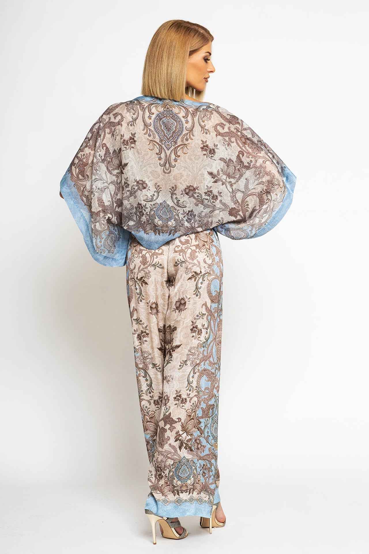 SILK COTTON LOOSE-FIT BLOUSE - PAISLEY SKY