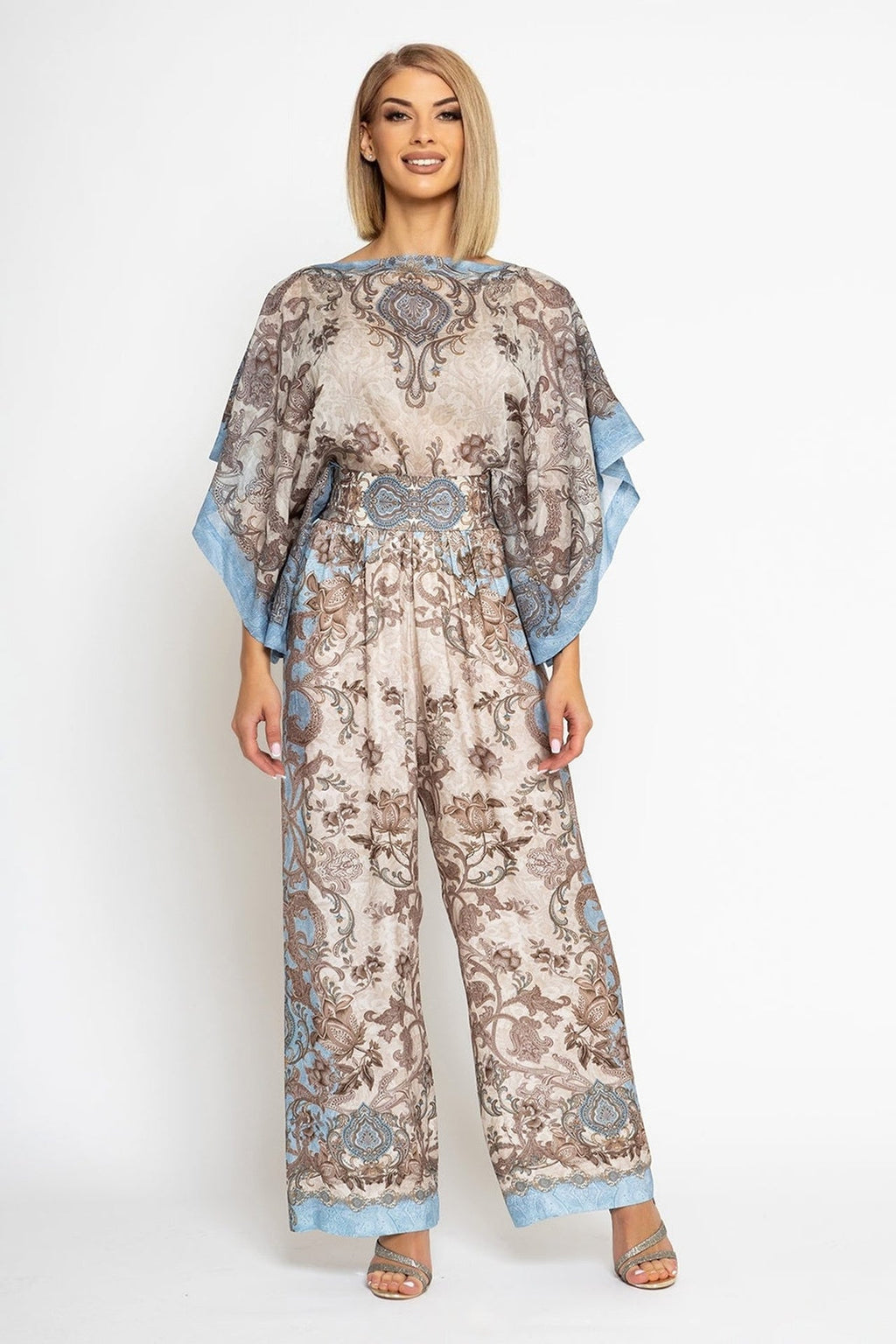 SILK COTTON LOOSE-FIT BLOUSE - PAISLEY SKY