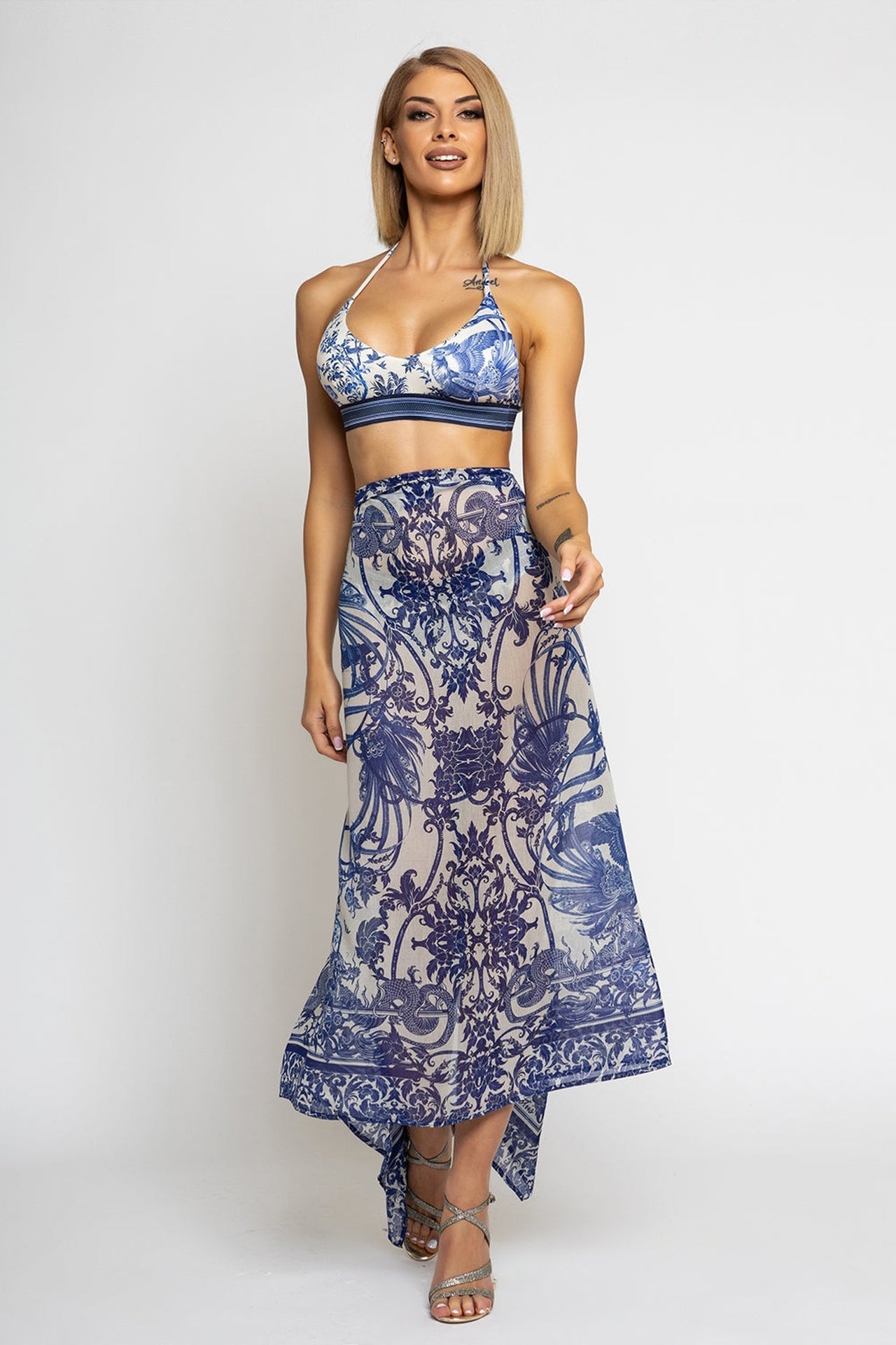 COTTON SILK PAREO AND SCARF SET - ASIA SKY JIORO СЕТ ПАРЕО И ШАЛ ОТ ПАМУК КОПРИНА - ASIA SKY JIORO