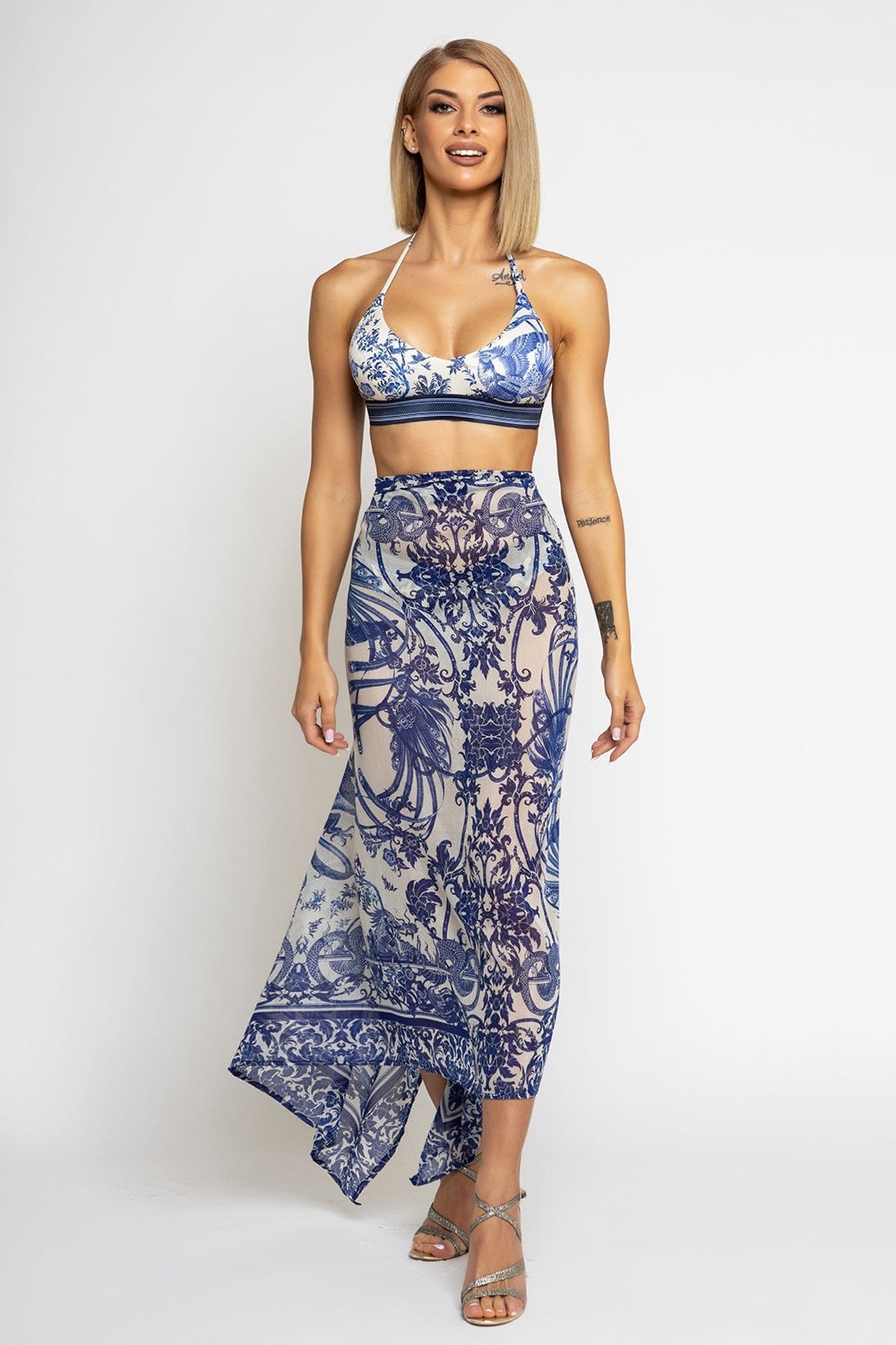 ENSEMBLE PARÉO ET ÉCHARPE EN COTON ET SOIE - ASIA SKY