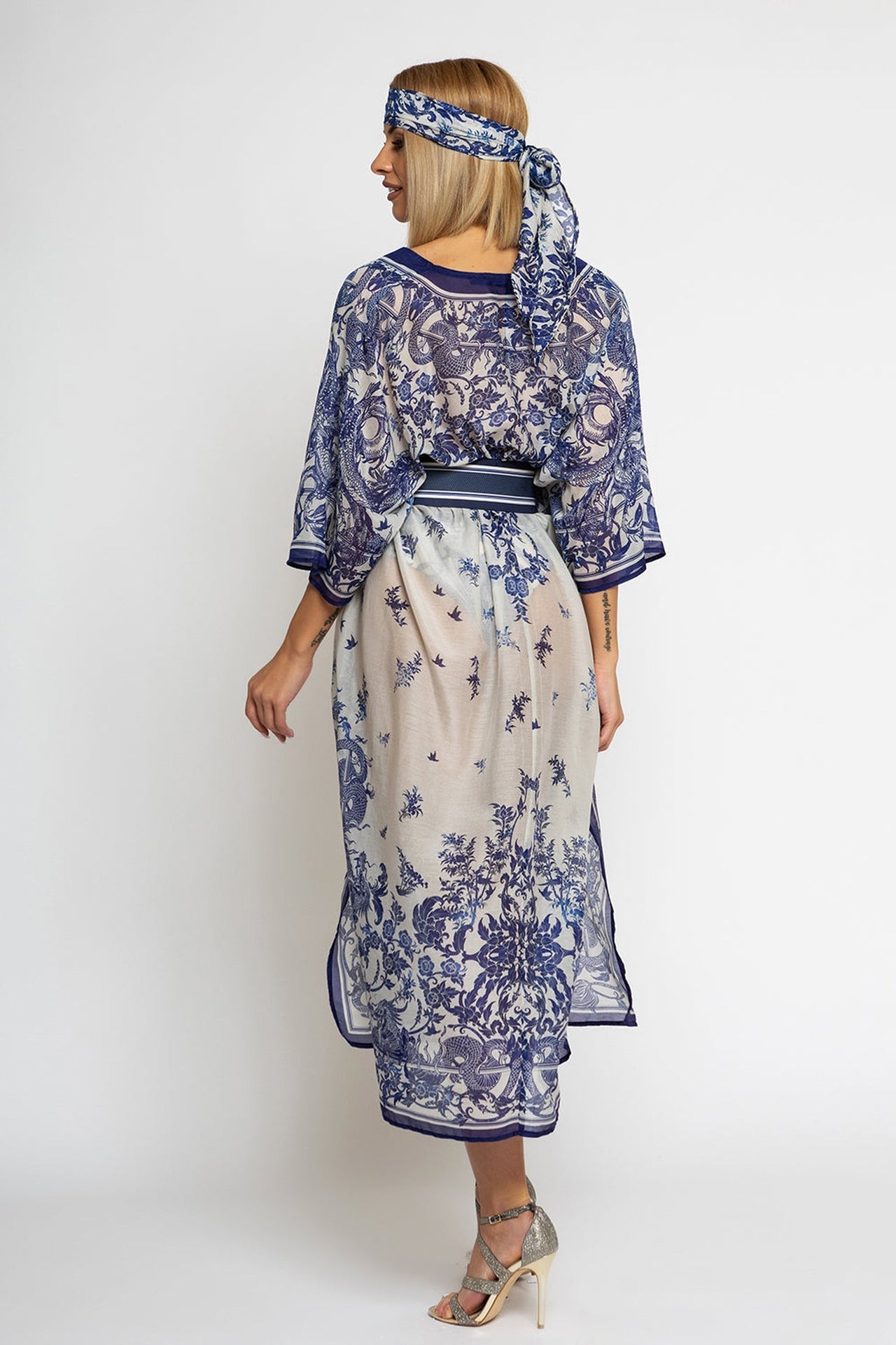 SILK COTTON CAFTAN - ASIA SKY - Fashion Roots