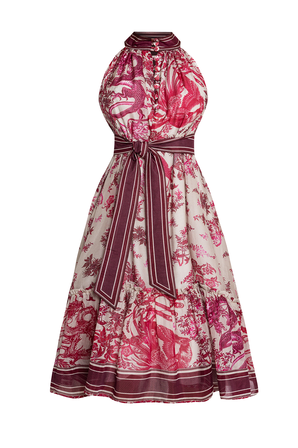 SLEEVELESS CHIFFON DRESS - ASIA BORDEAUX - Fashion Roots