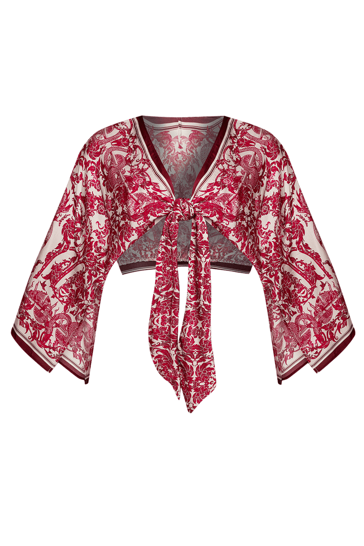VISCOSE CROP KIMONO - ASIA BORDEAUX JIORO КРОП КИМОНО ОТ ВИСКОЗА - ASIA BORDEAUX JIORO