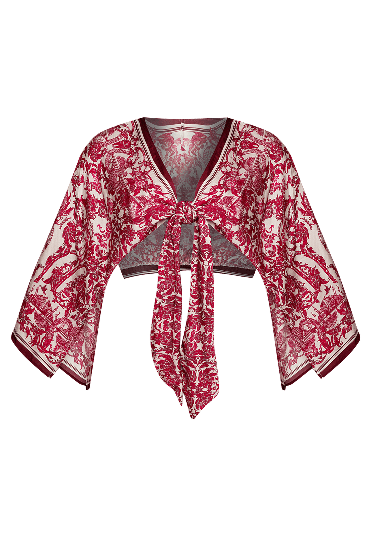 VISCOSE CROP KIMONO - ASIA BORDEAUX - Fashion Roots