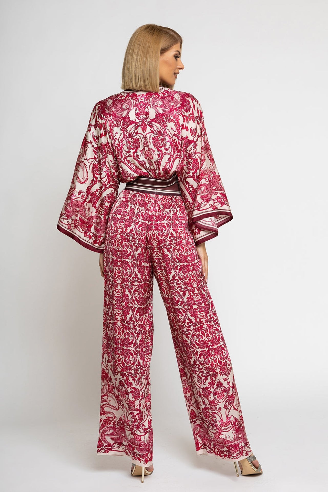 VISCOSE CROP KIMONO - ASIA BORDEAUX - Fashion Roots