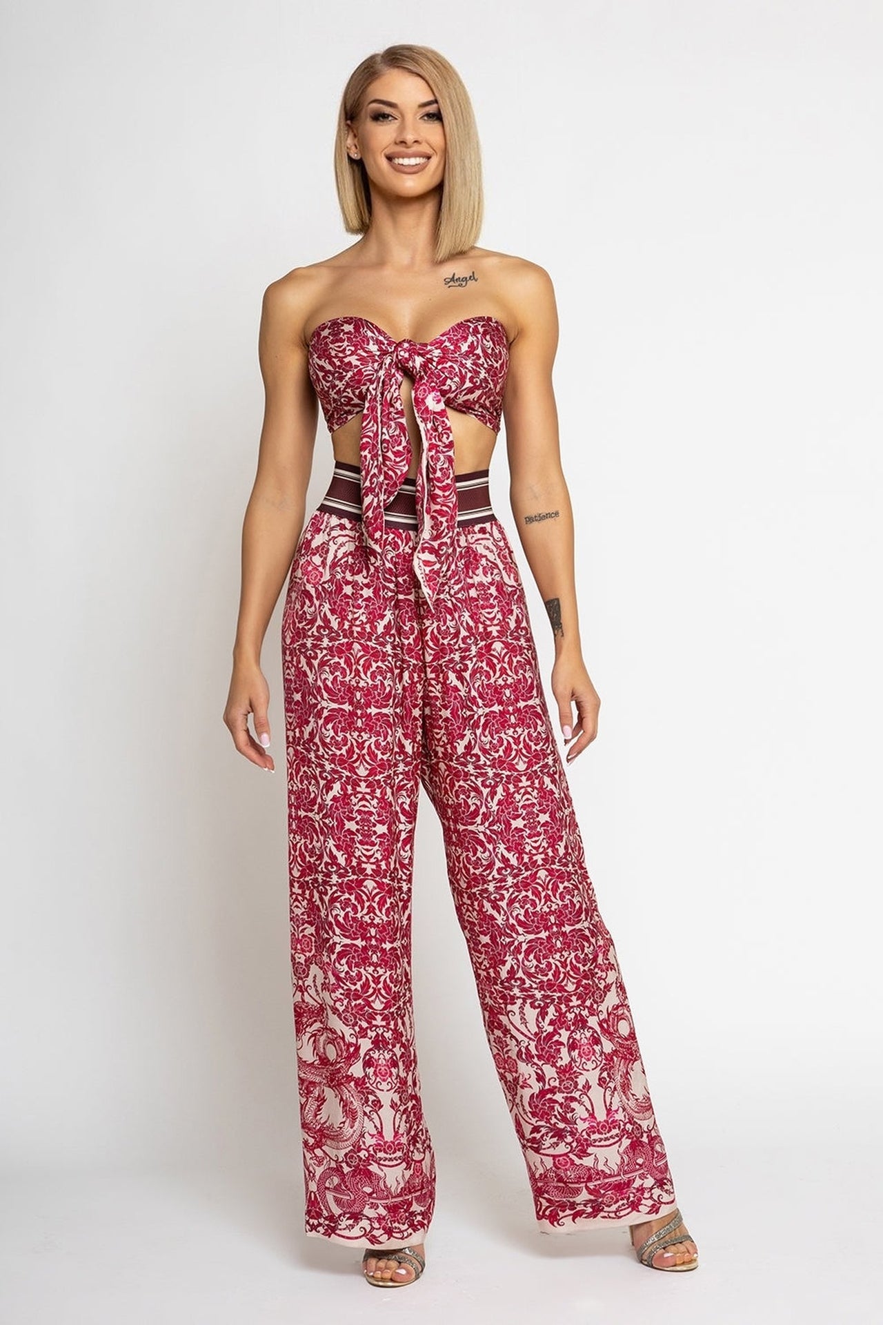 LOOSE PANTS AND VISCOSE SCARF SET - ASIA BORDEAUX JIORO СЕТ СВОБОДЕН ПАНТАЛОН И ШАЛ ОТ ВИСКОЗА - ASIA BORDEAUX JIORO