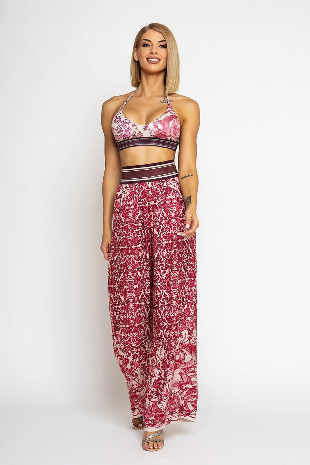 LOOSE PANTS AND VISCOSE SCARF SET - ASIA BORDEAUX JIORO СЕТ СВОБОДЕН ПАНТАЛОН И ШАЛ ОТ ВИСКОЗА - ASIA BORDEAUX JIORO