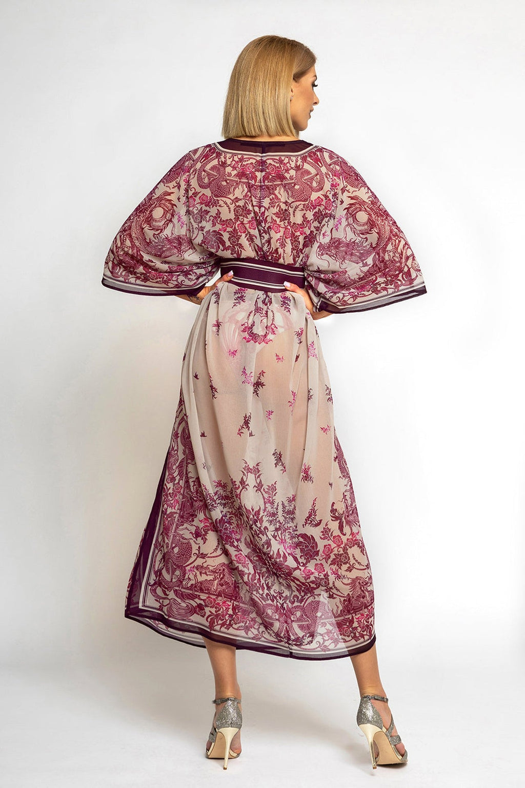 SILK COTTON CAFTAN - ASIA BORDEAUX - Fashion Roots