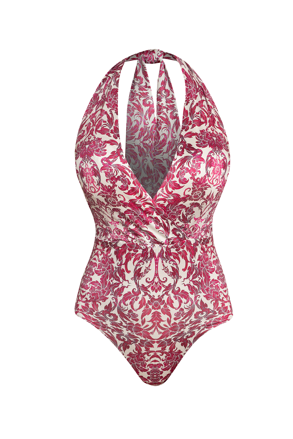 ONE-PIECE SWIMSUIT WITH DEEP NECKLINE - ASIA BORDEAUX - Fashion Roots