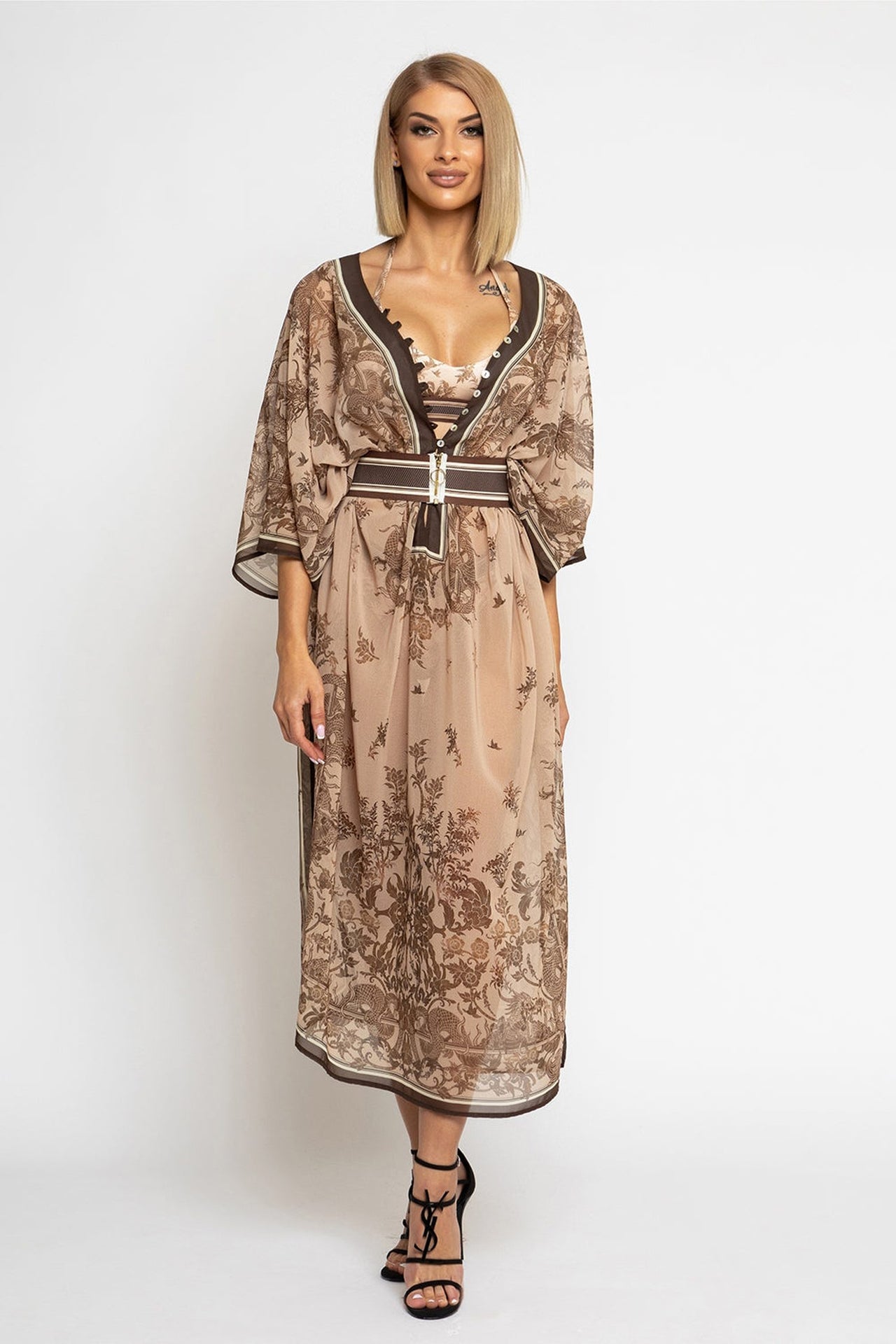 SILK COTTON CAFTAN - ASIA BEIGE - Fashion Roots